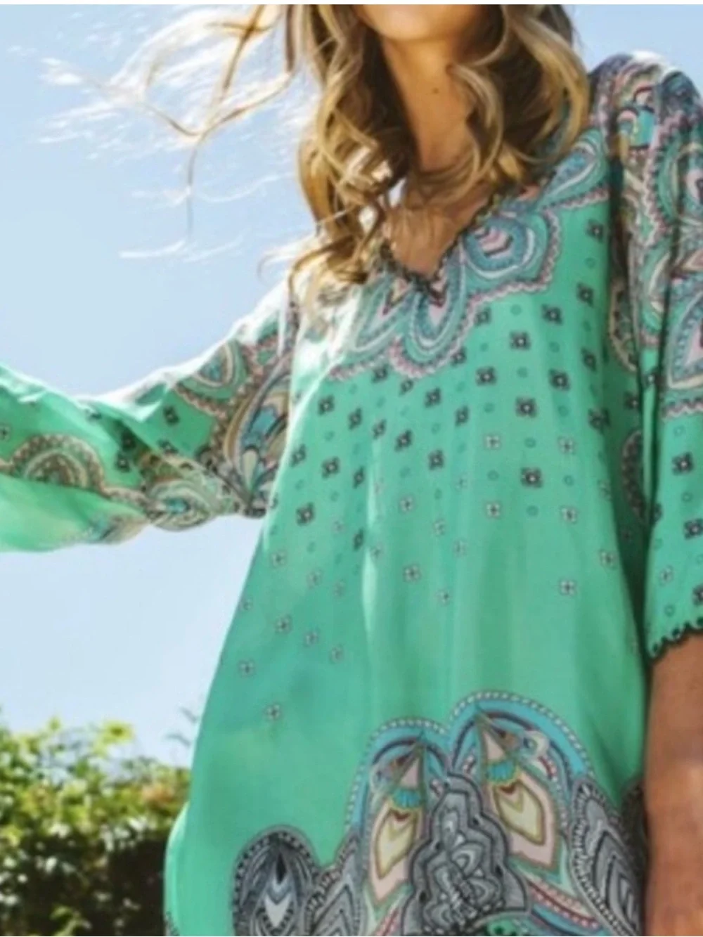 Johnny Was Silk Printed Tunic Top Size M - Picture 2 of 9